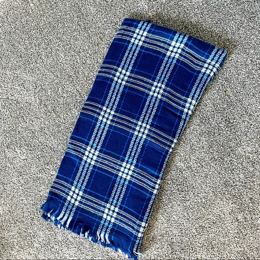 Flannel blue plaid scarf